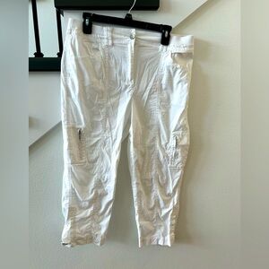 Chicos White Cargo Crop Pants